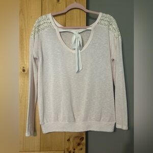 Women’s lime + chili soft pink lightweight sweater size large open back